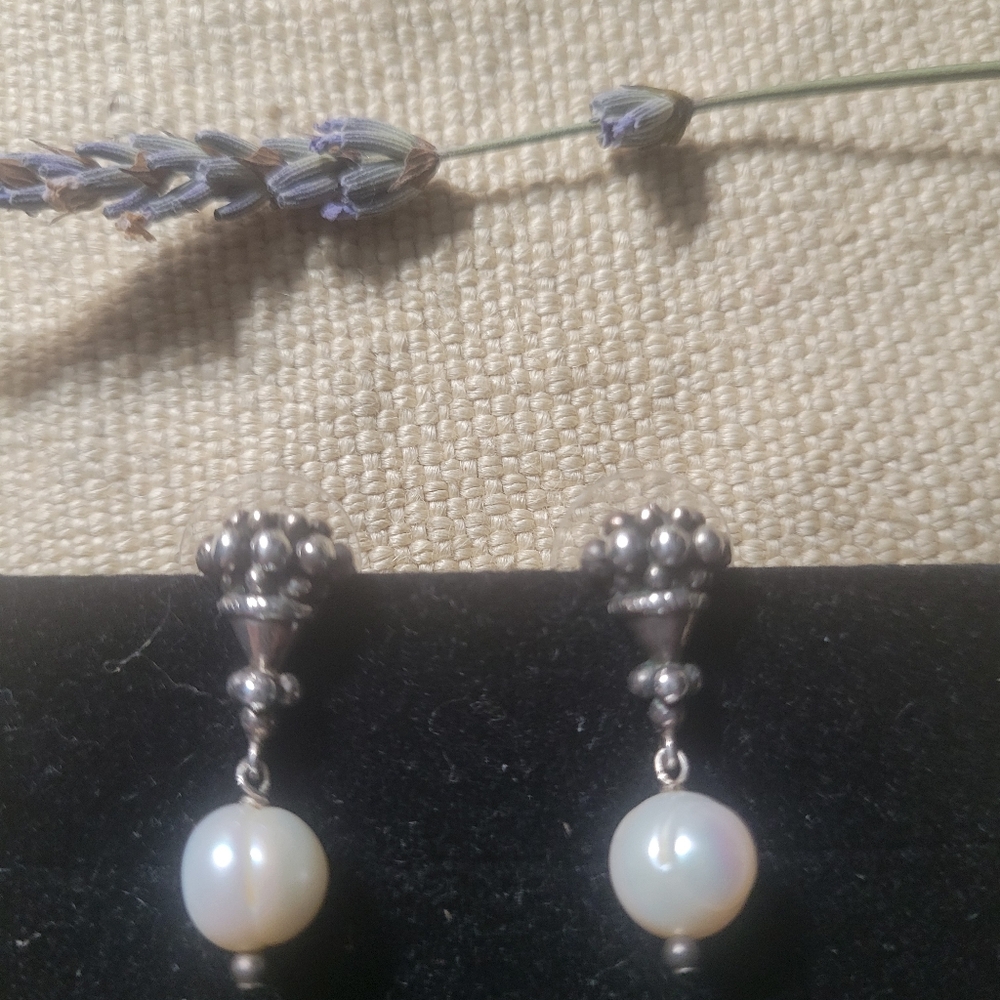Elegant Silver and Pearl Earrings